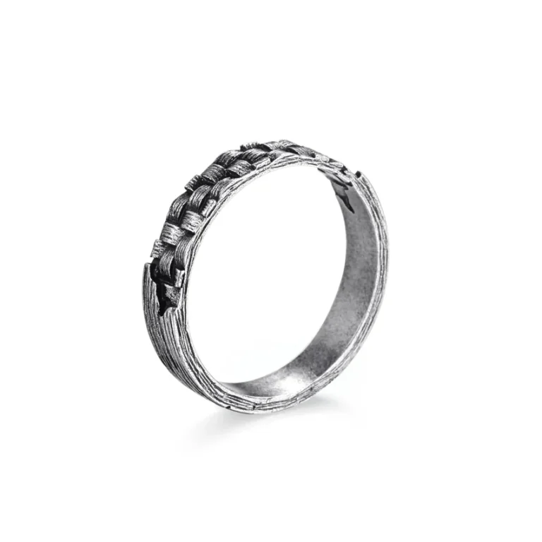 Vertical Weave 925 Silver Ring - Matte Finish
