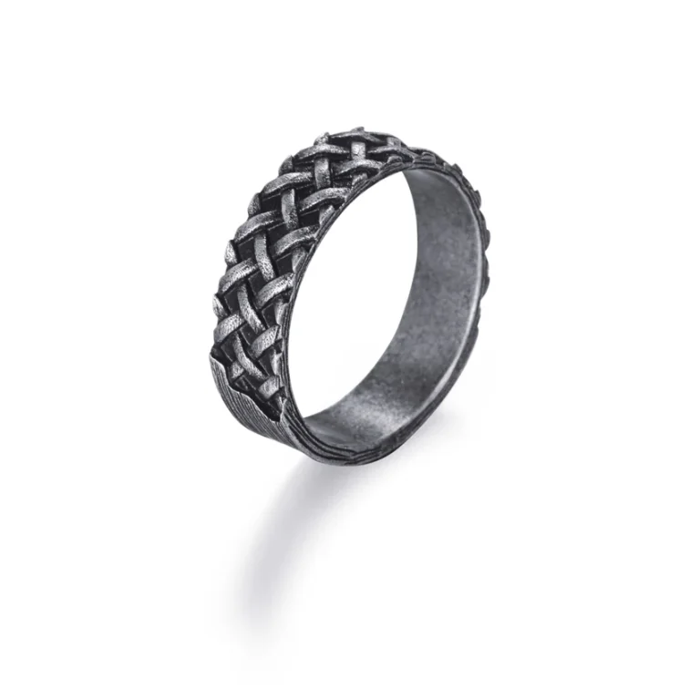 Textured Narrow 925 Silver Ring