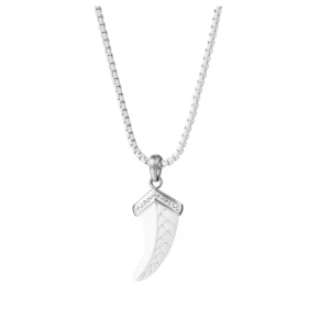Crescent Cz Painted Necklace - matte pendant