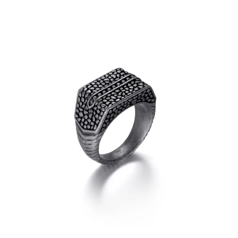 Vintage Stainless Steel Ring - Oxidized Black Matte