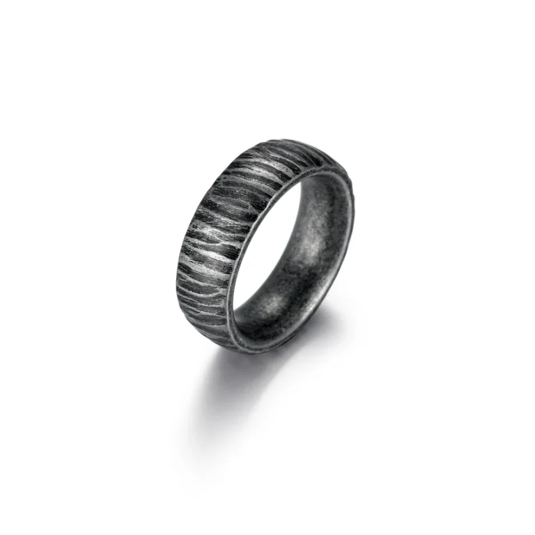 Faceted Stainless Steel Ring - Oxidized Black